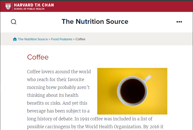 Coffee Article from The Nutrition Source