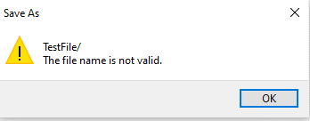 File Naming Error Pop-up